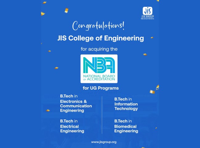 JISCE EARNS NBA ACCREDITATION FOR B.Tech PROGRAMS IN ECE, IT, EE & BME